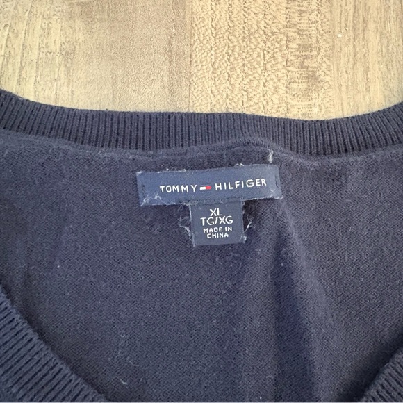 Navy White Polka Dot V-Neck Sweater Women’s Preppy Whimsical Classic XL - Picture 2 of 6